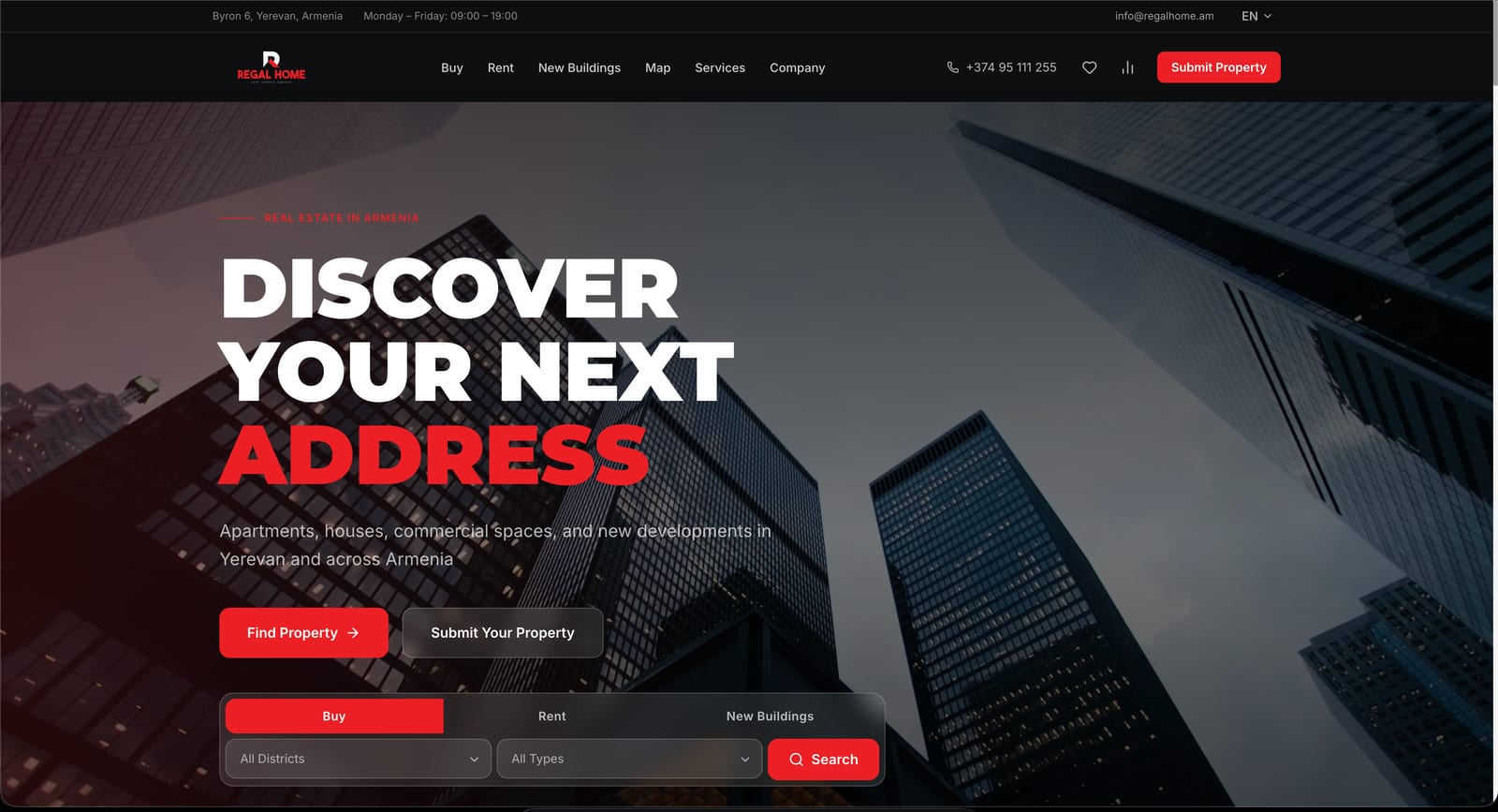 Regal Home homepage screenshot